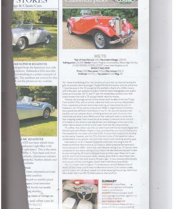 Classic & Sportsd Car September 2020 – MG TD supplied