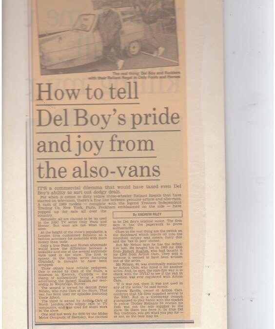 Our involvement with this vehicle as featured in Daily Mail 1994 – Only Fools and Horses Van
