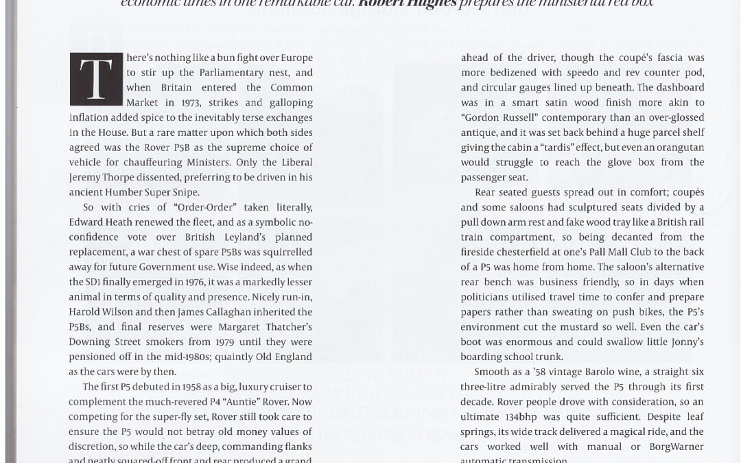 Article written by Robert Hughes – Rover P5B