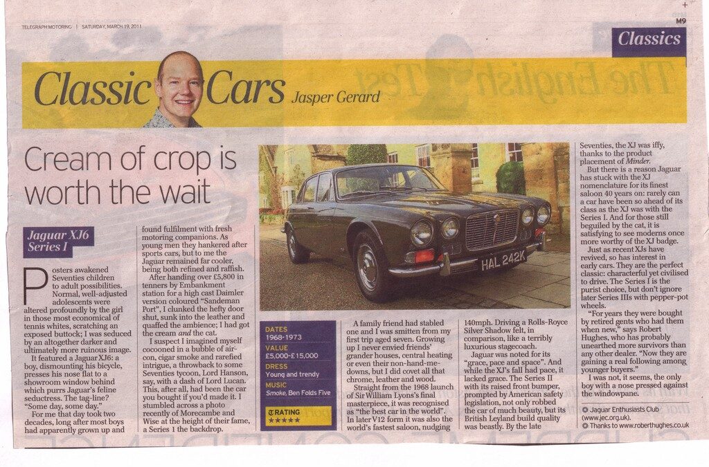 Telegraph Motoring 2010: Jasper Gerard’s “classic guru” for a series of weekly articles – Wolseley, Jaguar and Jensen were also supplied by RH
