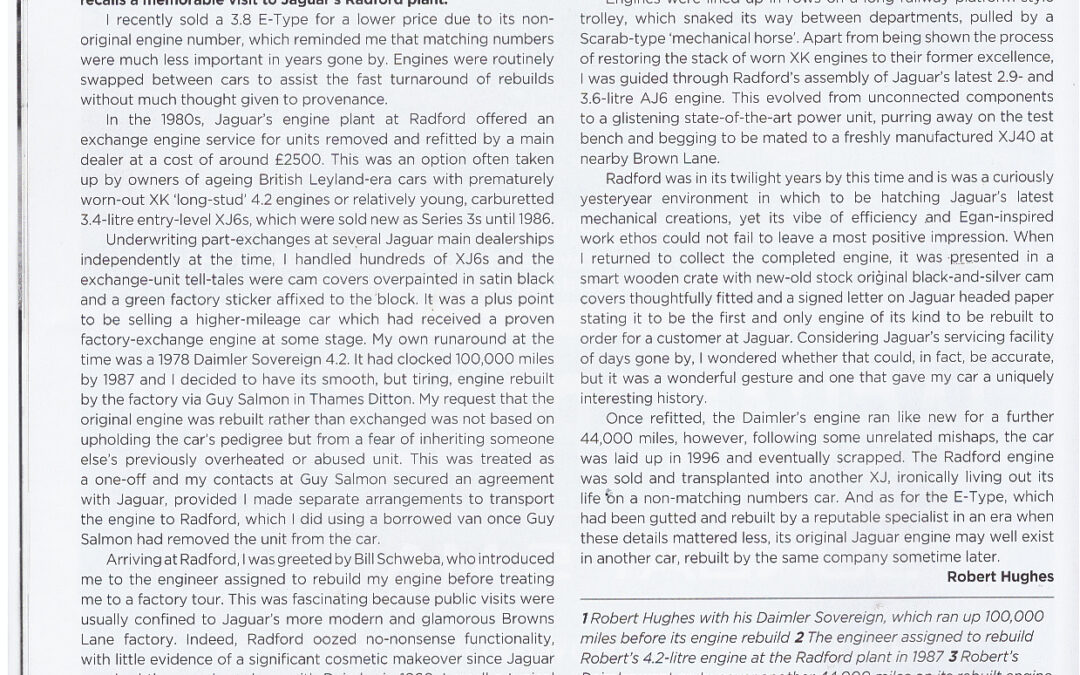 Jaguar Driver Jan 2023 Article written by Robert Hughes